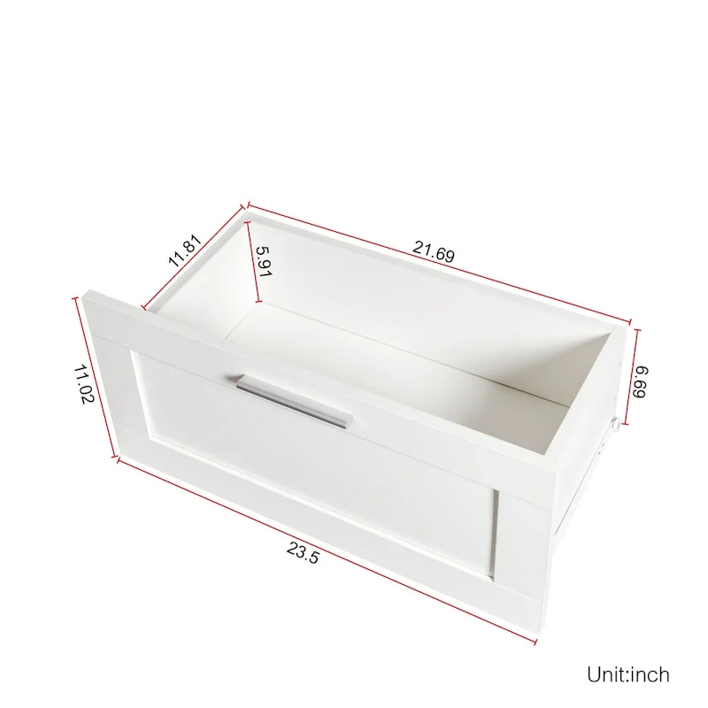 70-Inch TV Stand with Open Shelves and Drawers — White