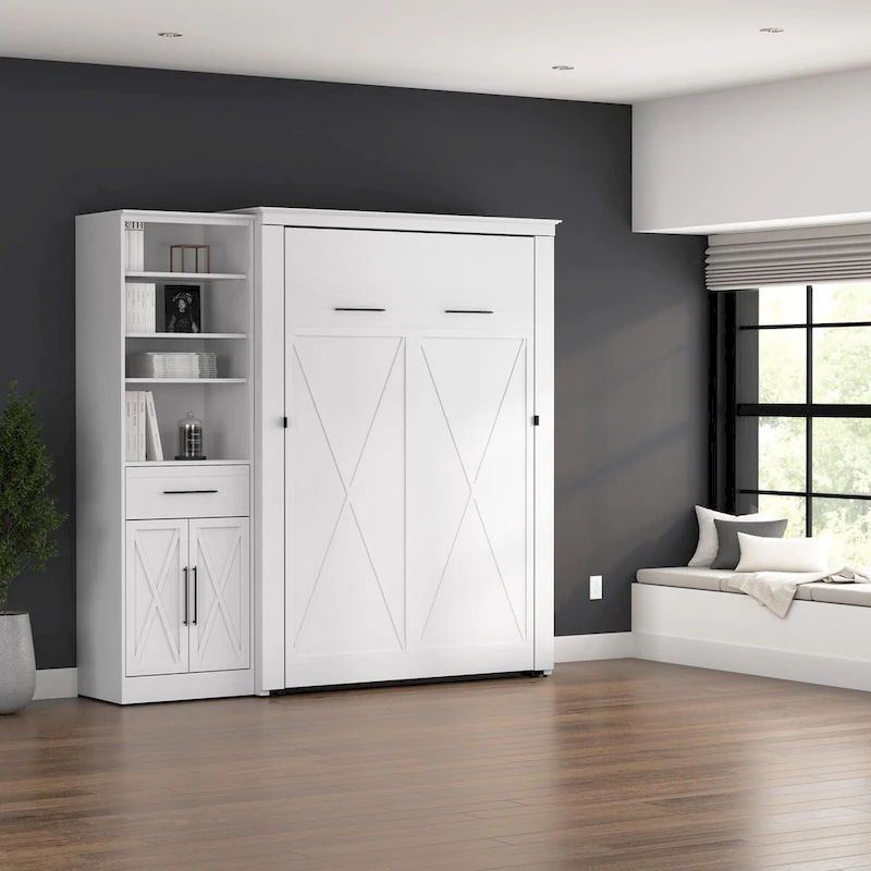 Key West Full Murphy Bed with Closet Wardrobe (88W) by Bestar