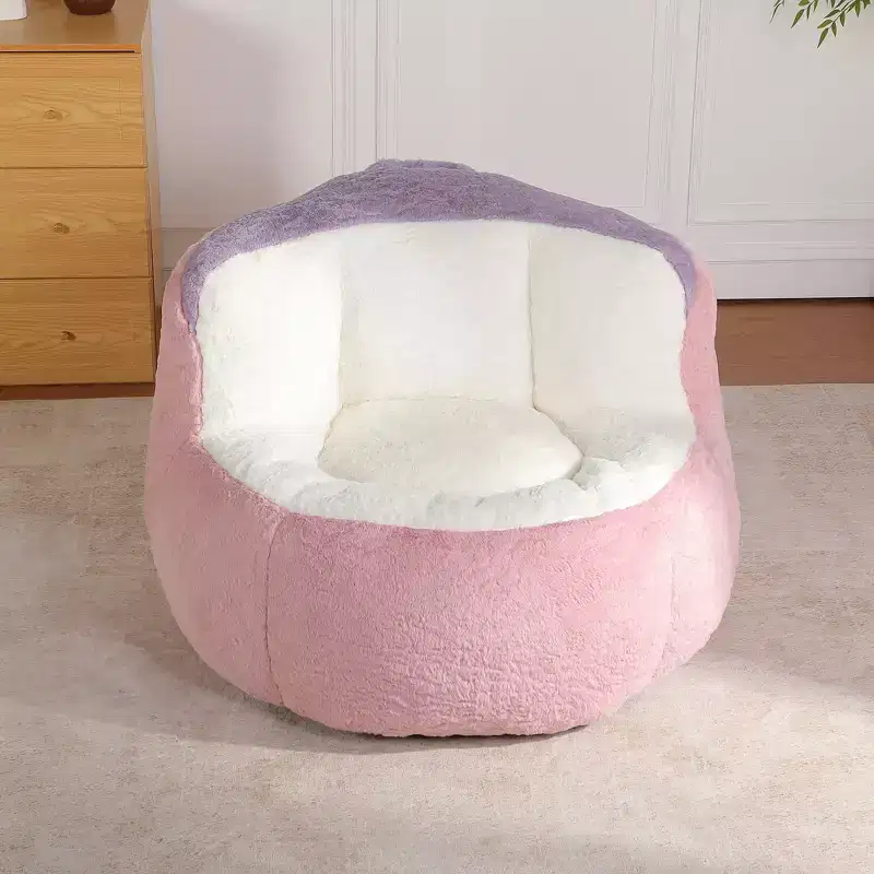 Oversized Bean Bag Chairs,Multicolor Faux Fur Couch Filled with Shredded Sponge,Large Lounger Sofa For Living Room,No Assembly Required