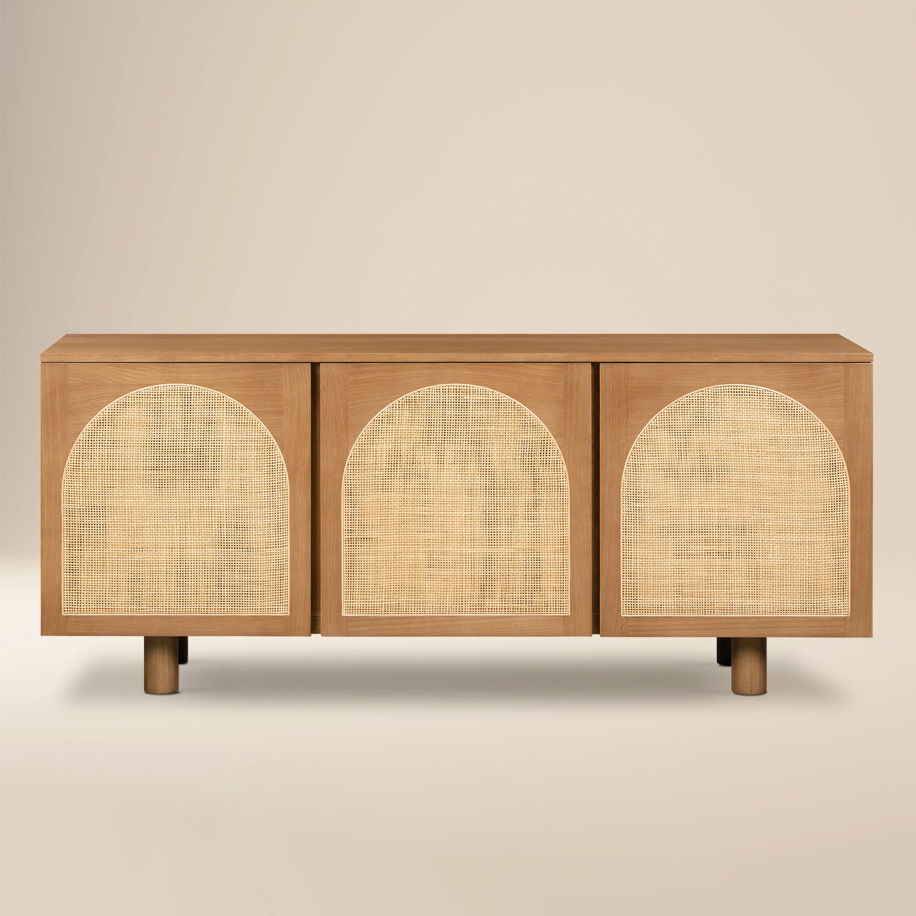 Modern Timber Brown Sideboard with Storage for Dining Room or Entryway