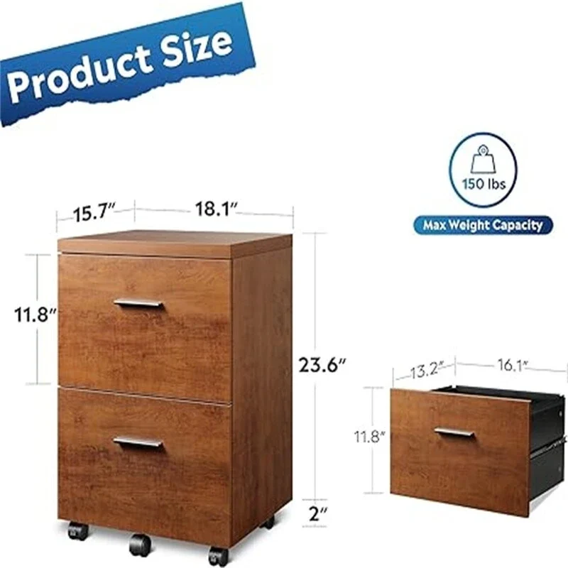 2 Drawer File Cabinet - 15.7D x 18.1W x 25.6H