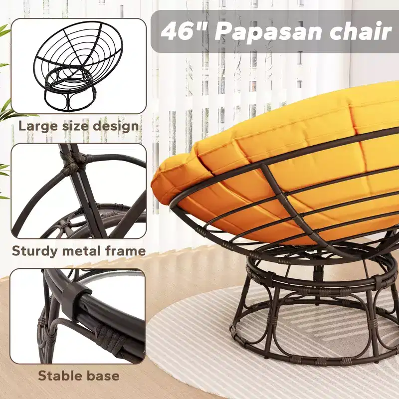 Papasan Patio Chair with Cushions