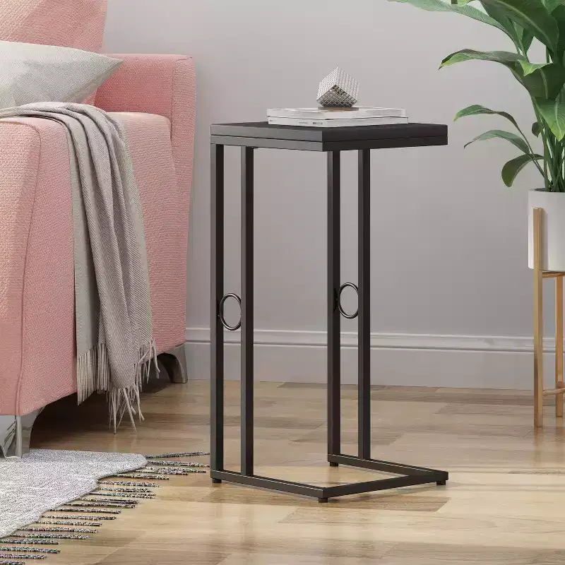 Christopher Knight Home Essex Modern Faux Wood and Iron C-Shaped Side Table