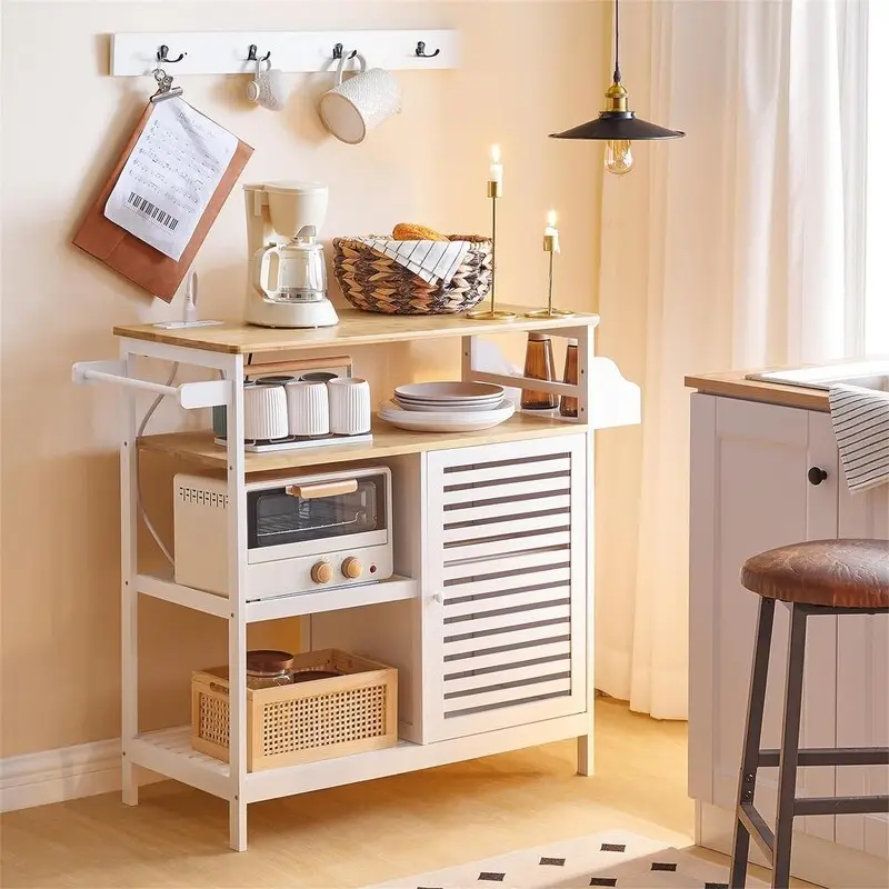 4 Tier Coffee Station and Microwave Stand - 15.7D x 31.4W x 33.6H