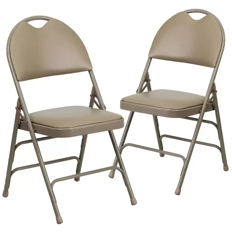 Extra Large Ultra-Premium Triple Braced Metal Folding Chair with Easy-Carry Handle