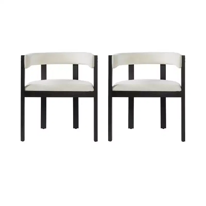 Letizia Modern Rubberwood Upholstered Dining Chairs with Curved Backrest