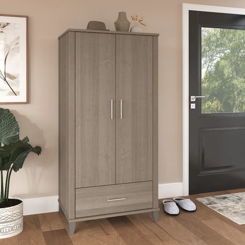 Somerset Tall Entryway Cabinet with Doors and Drawer by Bush Furniture