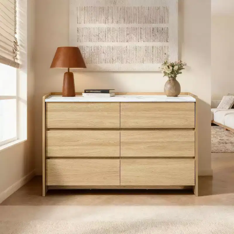 6-Drawer Double Dresser with Mirror