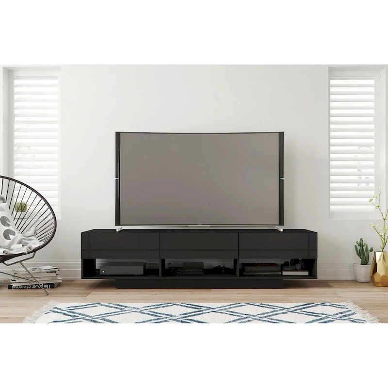 Nexera Stereo 72-inch 3-Drawer TV Stand, Black