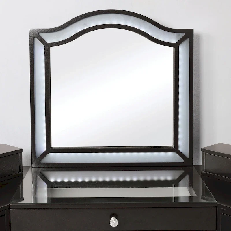 Furniture of America Ulru Transitional Solid Wood 3-Piece Makeup Vanity Set with LED
