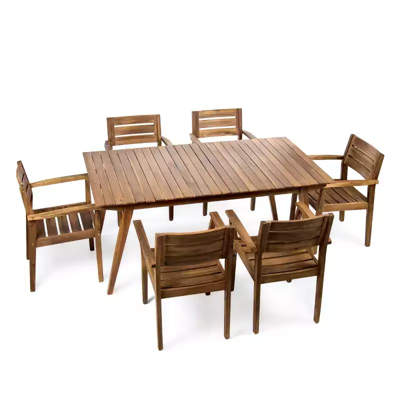 Christopher Knight Home Junaluska Outdoor Acacia Wood 7 Piece Dining Set, Teak