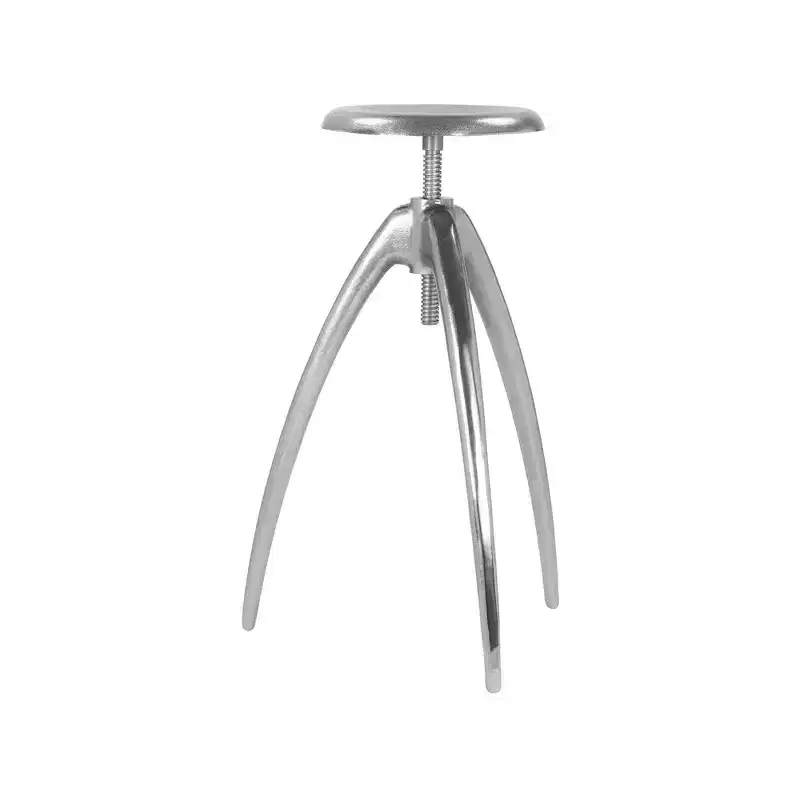Silver Aluminum Counter/Bar Stool, Adjustable Height, Backless Armless