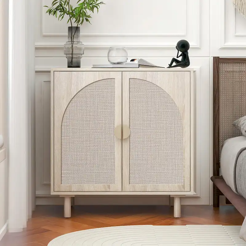 Rattan Storage Cabinet with Adjustable Laminates