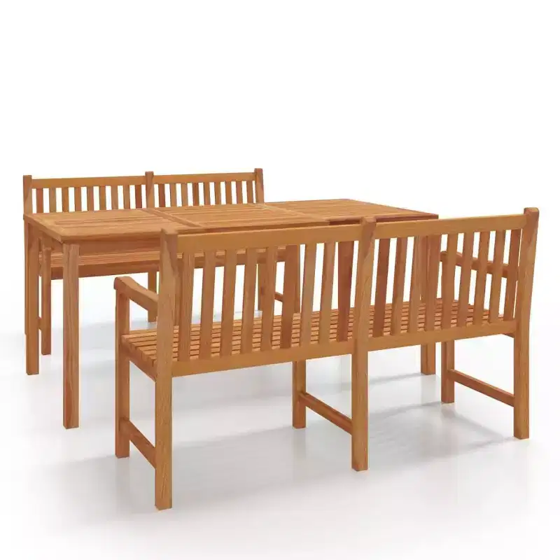 vidaXL Garden Dining Set Natural Teak Solid Teak Wood Large Durable