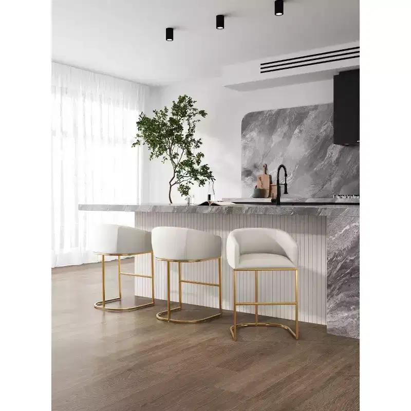 Upholstered Stainless Steel Barstool