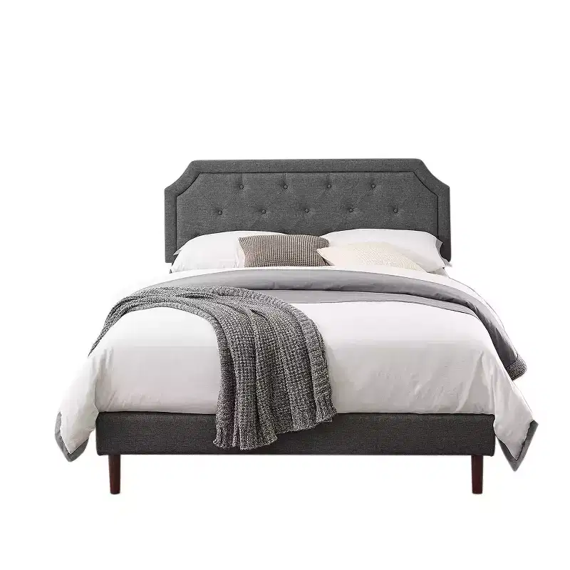 AEELLEEA Linen Upholstered Adjustable Headboard Bed Frame
