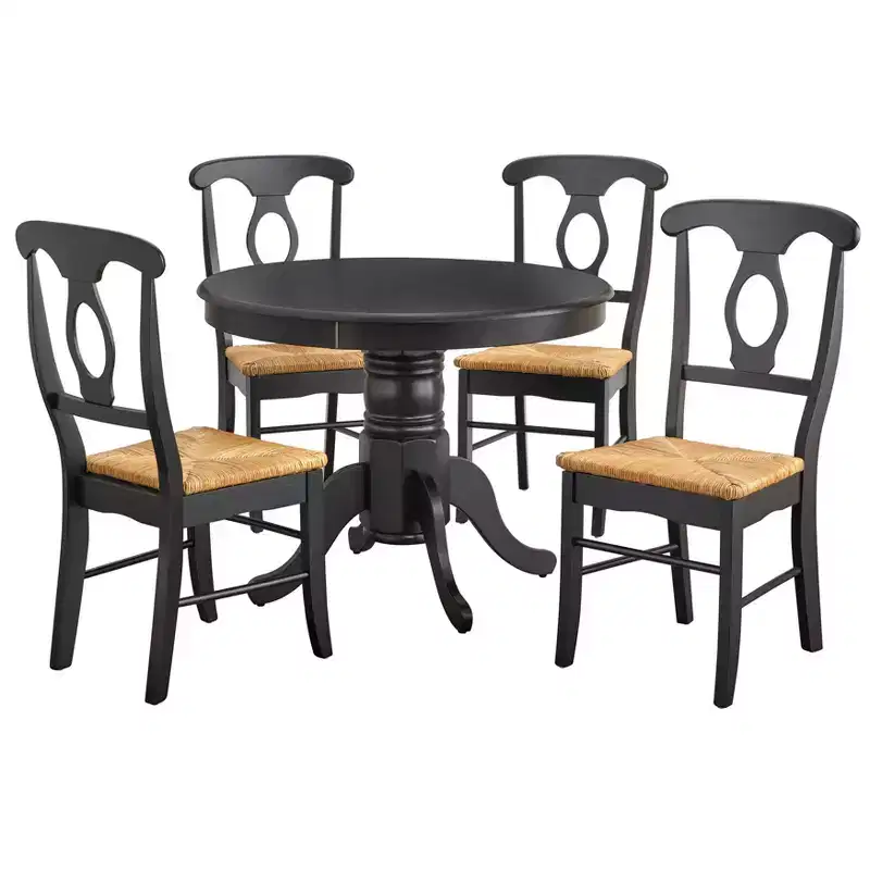 Buylateral 5pc Thorton Farmhouse 40" Round Dining Set Black