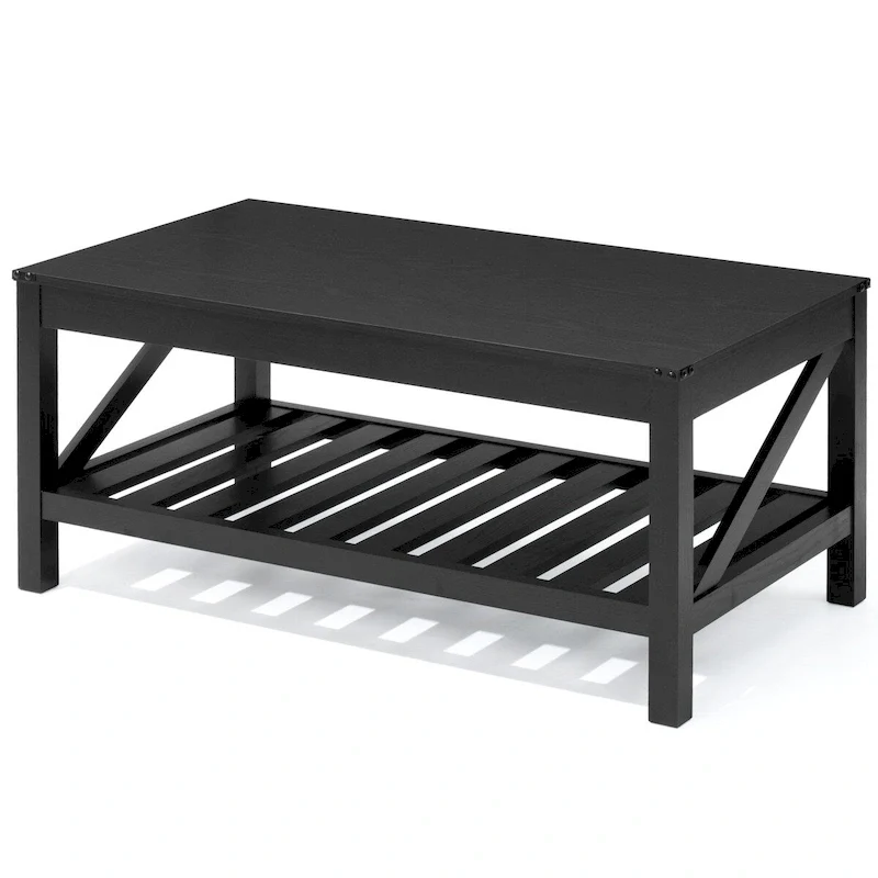 VredHom Coffee Table Center Table Tea Table with Shelf - 18.1 in H x 40.2 in W x 22 in D
