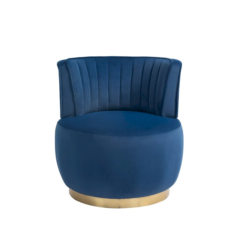 HOMEFUN Velvet Upholstered 360 Degree Swivel Armless Round Barrel Chairs