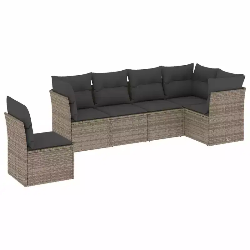 vidaXL Patio Sofa Set with Cushions Outdoor Conversation Furniture Poly Rattan