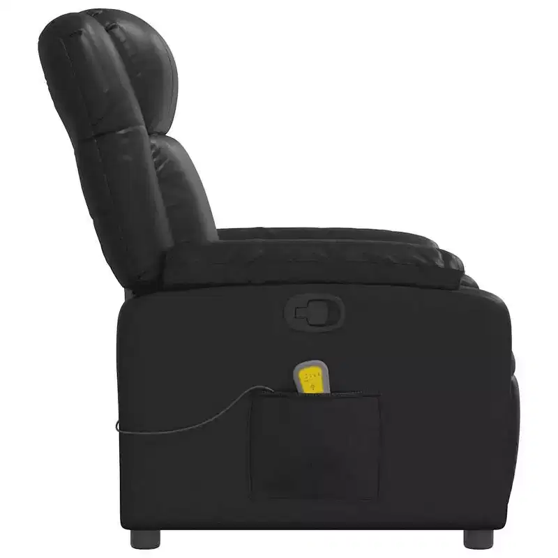 vidaXL Massage Recliner Chair, Adjustable Recliner with 6-Point Vibration Massage, Black Leather