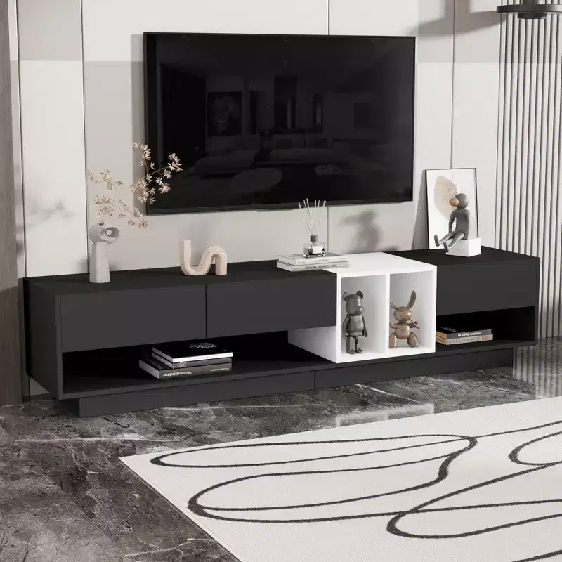 Whisen 80 Two-tone TV Stand with Versatile Storage Compartments, Functional Media Console