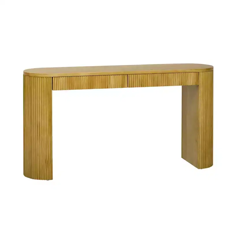 Homy Casa Modern Ribbed Console Table with 2 Drawers  Stylish Entryway or Vanity Table