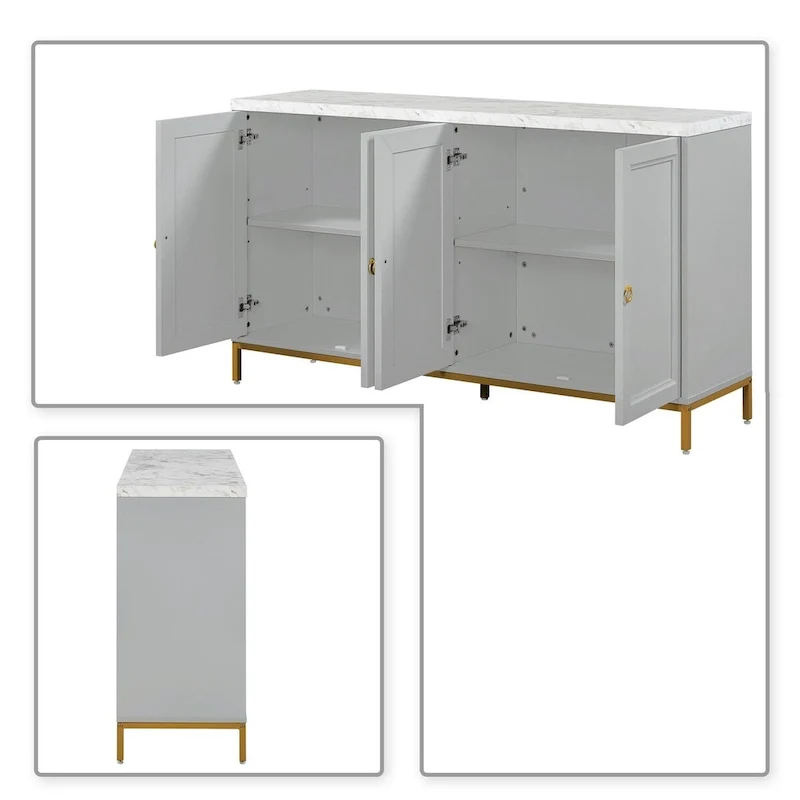Wooden Sideboard with Faux Marble Top