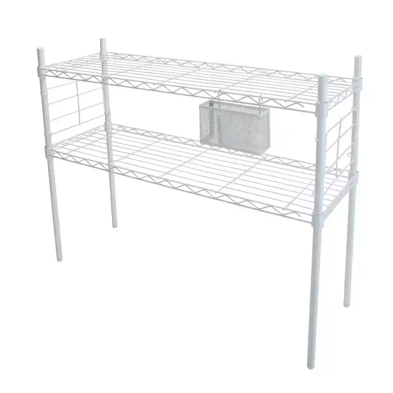 Organize It All Steel Etagere Adjustable Shelf White: 2-Shelf Vertical Bookshelf, Steel Frame, 36" Height, 12" Depth