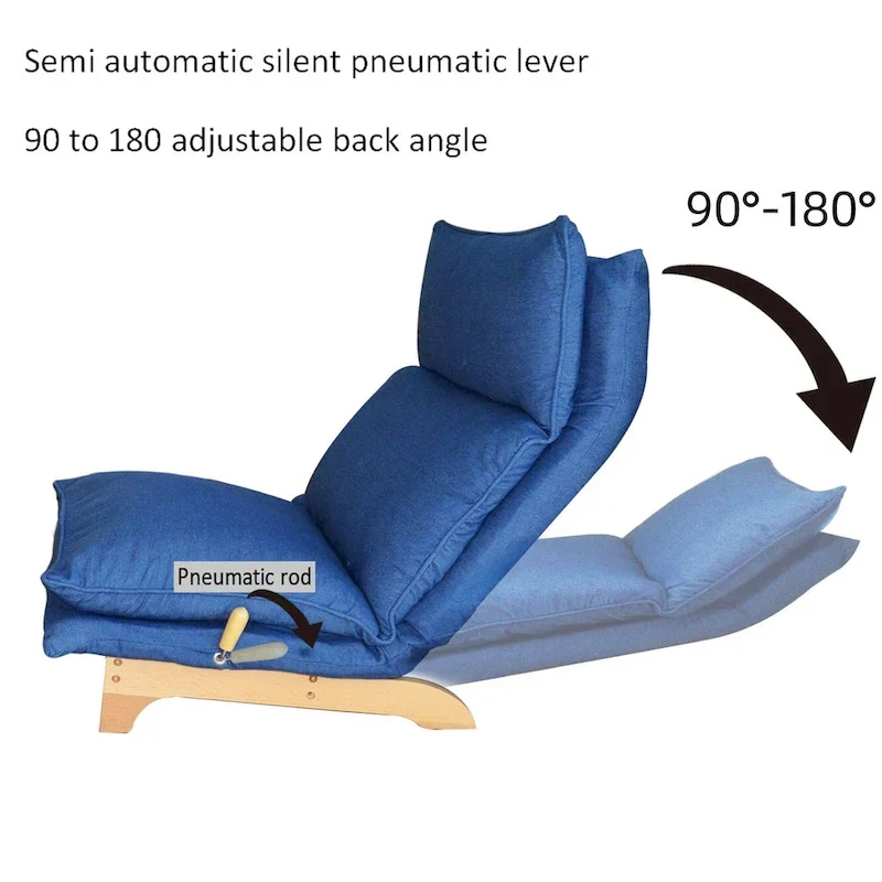 Blue Upholstered Foldable Reclining Leisure Chair - 48W x 27.56D x 37H