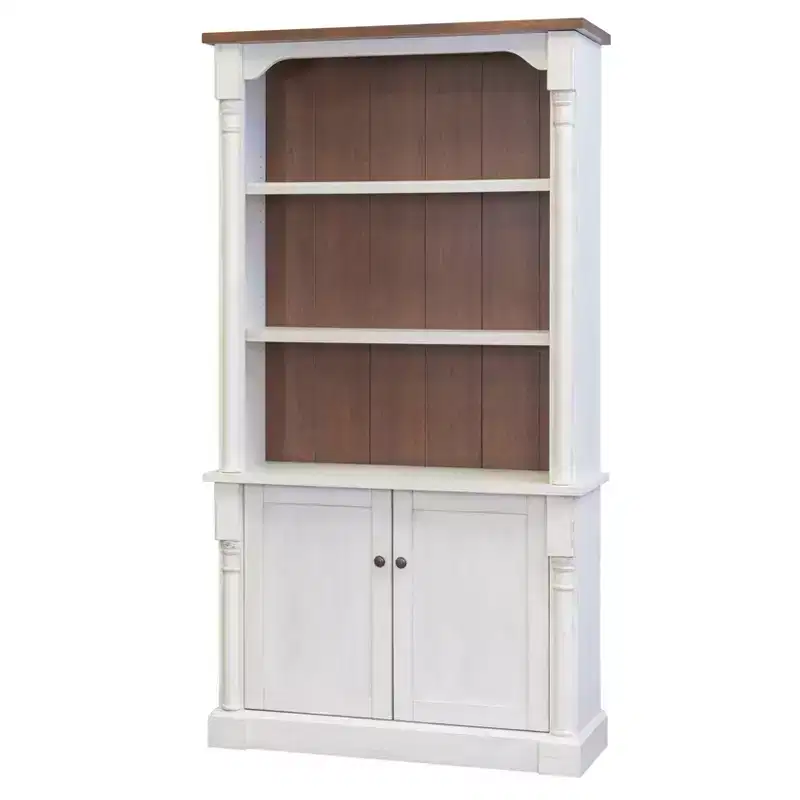 78 Durham 3 Shelf Bookcase with Lower Doors White - Martin Furniture: Cottage Style, Metal Hardware