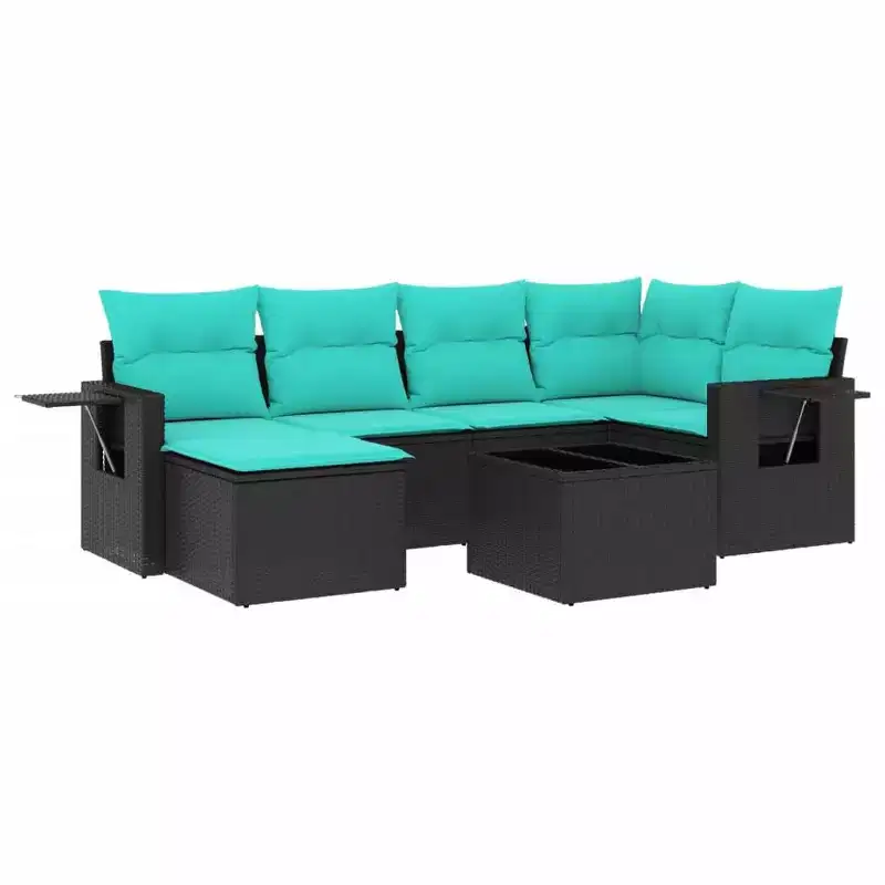 vidaXL Patio Sofa Set Rattan, Cushions