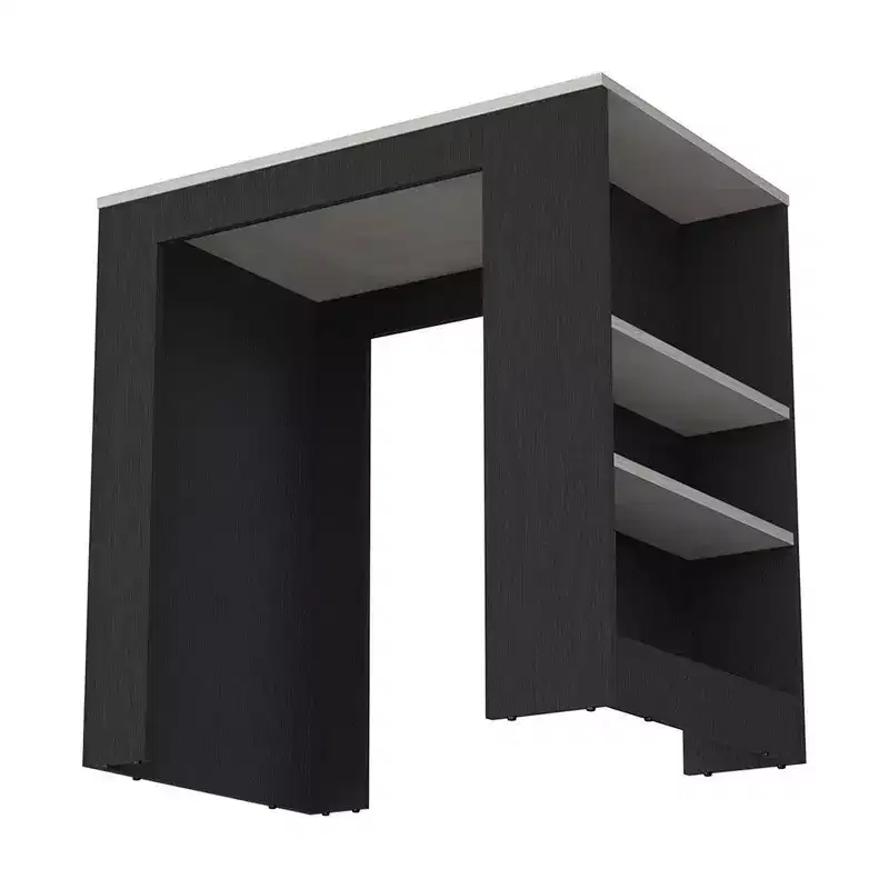 Modern Kitchen Island with Counter Height Table Top, 3 Side Shelves, Countertop Organizer