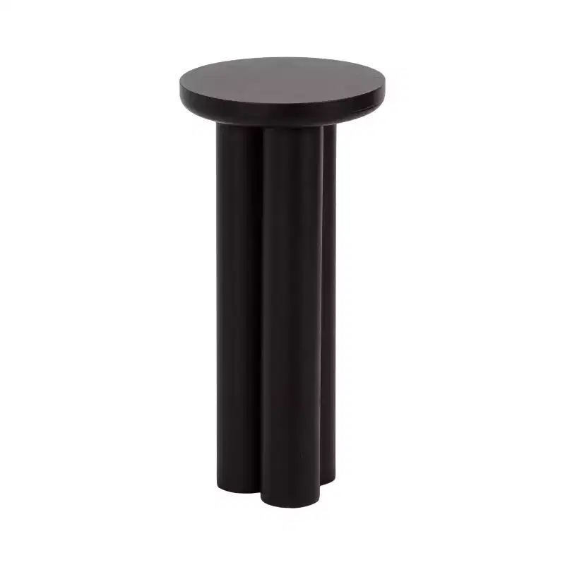 Round Drink Table with Chunky Tripod Wood Base, Black, 10