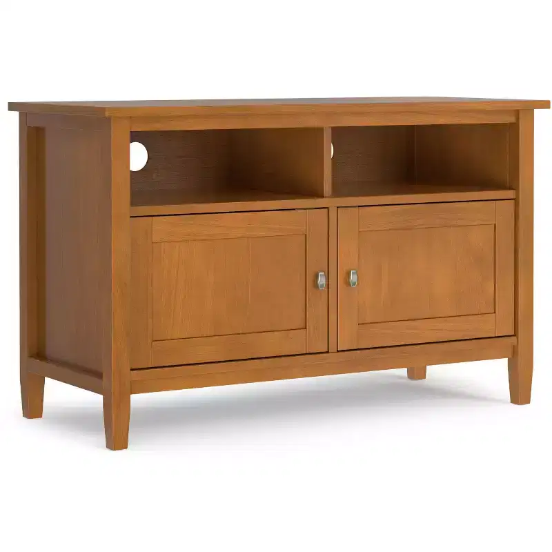 Norfolk 42 inch Wide Solid Wood Transitional TV Stand in Light Golden Brown For TVs up to 43 inches