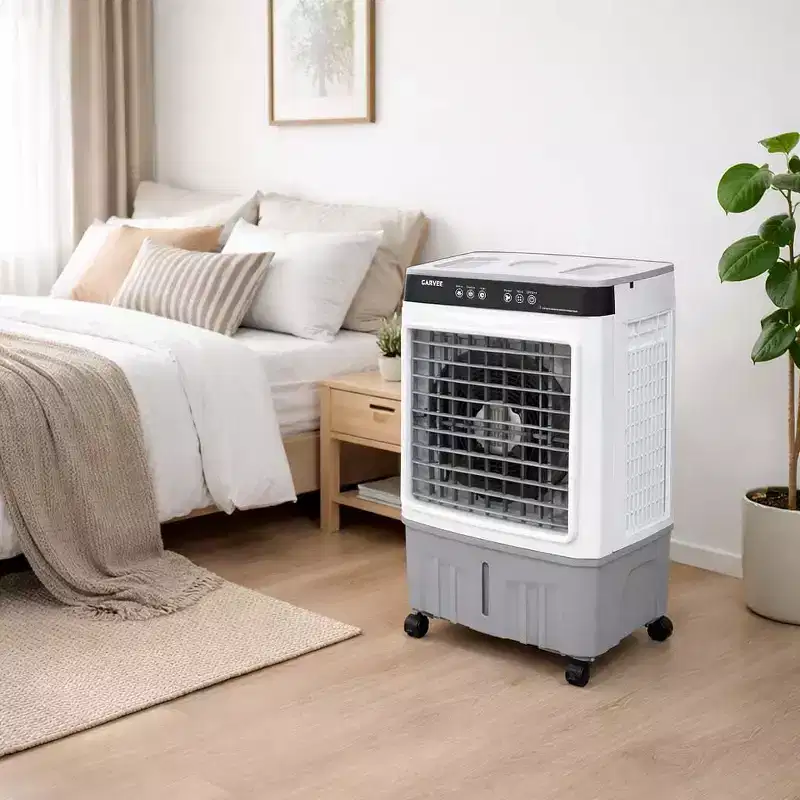 Portable Air Conditioner Fan - 3-Speed White+Grey Evaporative Cooler (1 Pack) | 31L Capacity with Remote for Bedroom/Dorm/Office