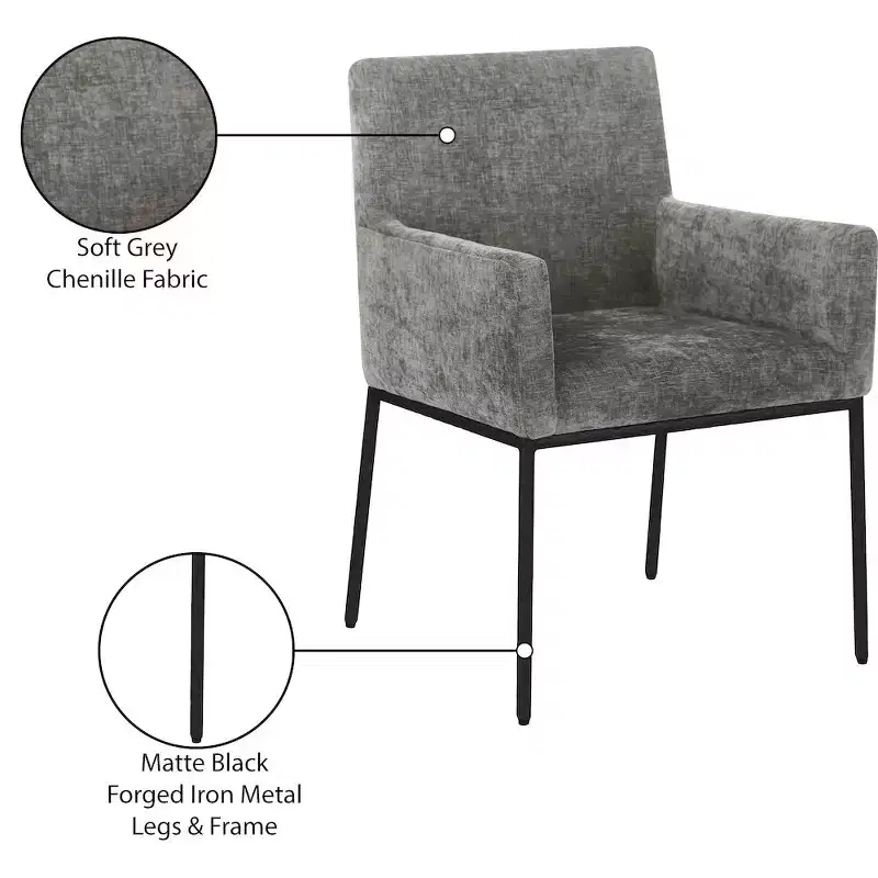 Meridian Furniture,Reeves Chenille Fabric Dining Chair, Set of 2