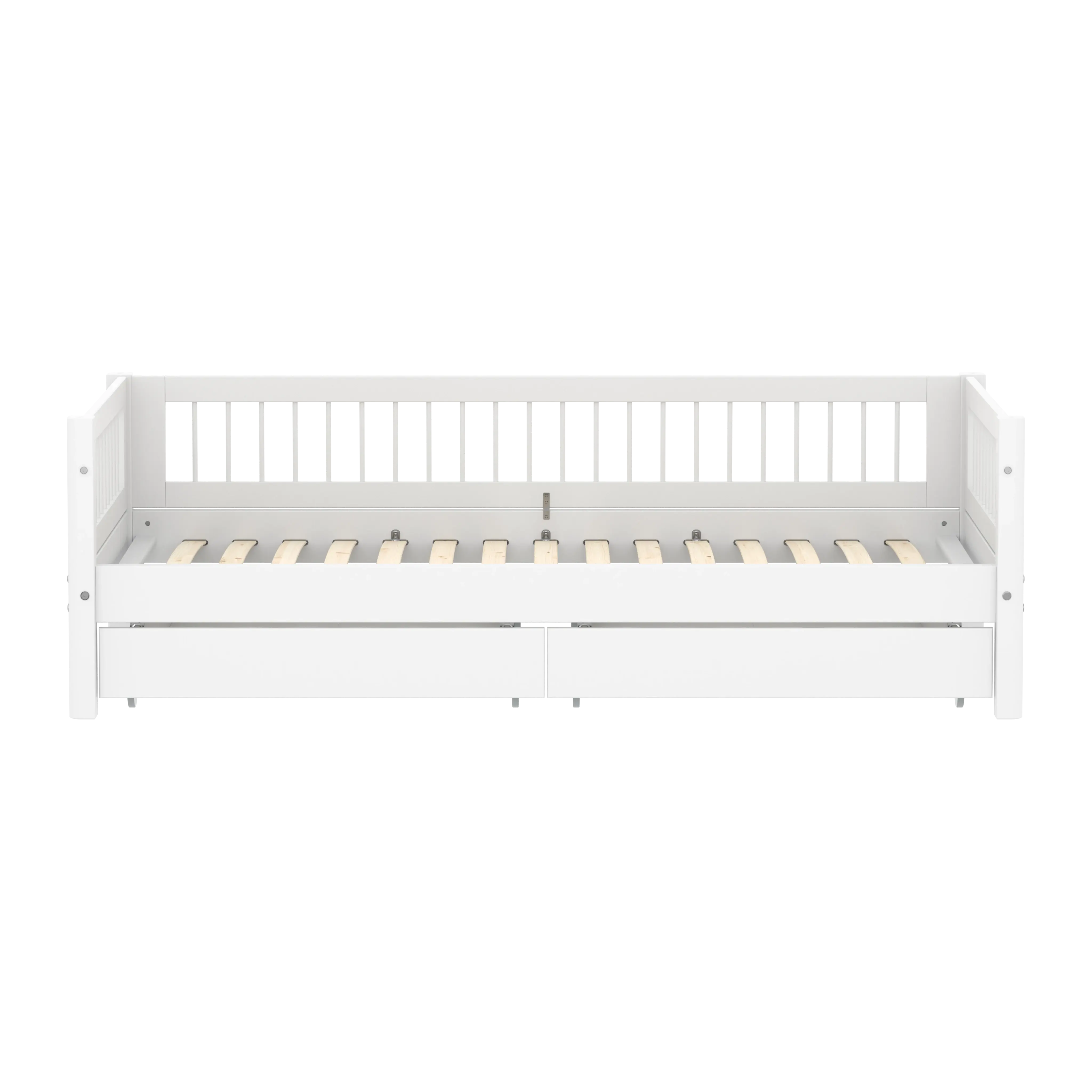 Single Bed with Crossbars and Storage, 90x200 cm, White