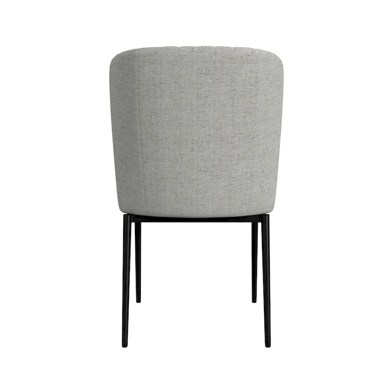 HomePop ChannelBack Dining Chair with Metal Legs-Gray Woven (set of 2)