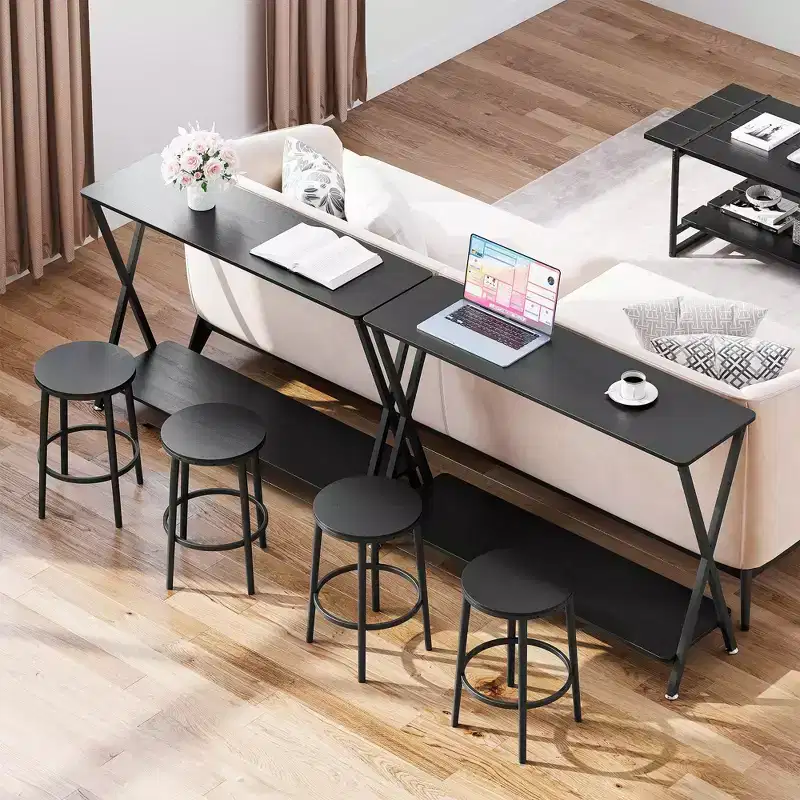 Small Entryway Table, Narrow Hallway Table, 2-Tier Industrial Display Table with Shelves, Couch Table Behind Sofa, Foyer Tables