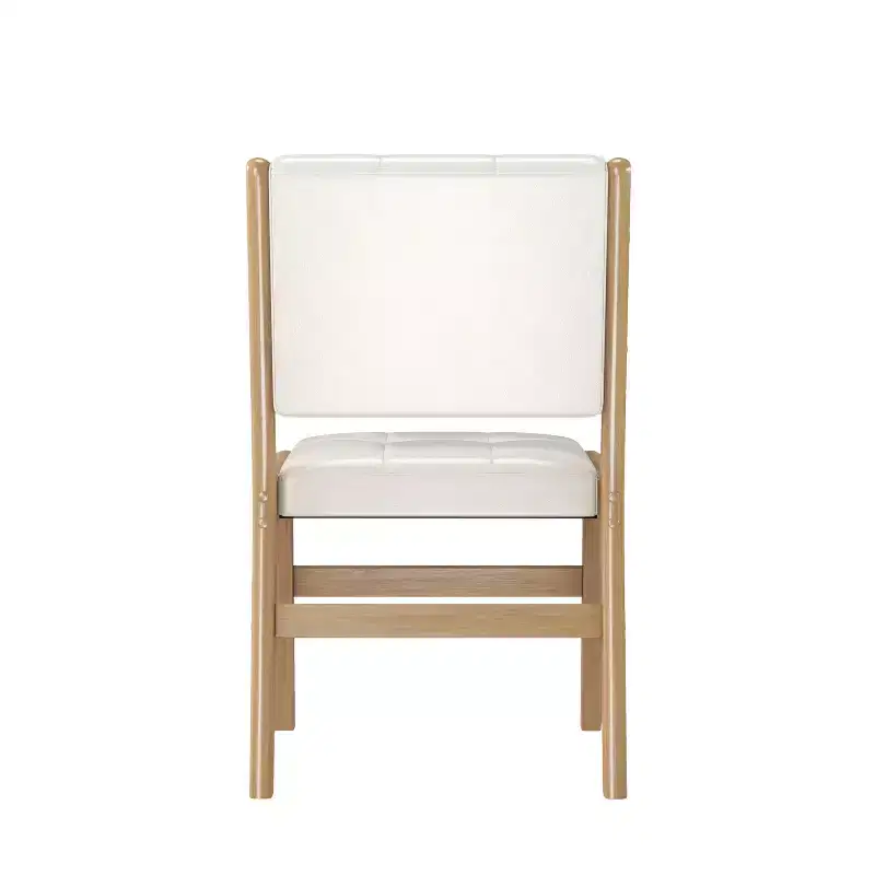 Tufted Faux Leather Upholstered Wood Dining Chairs (Set of 2)