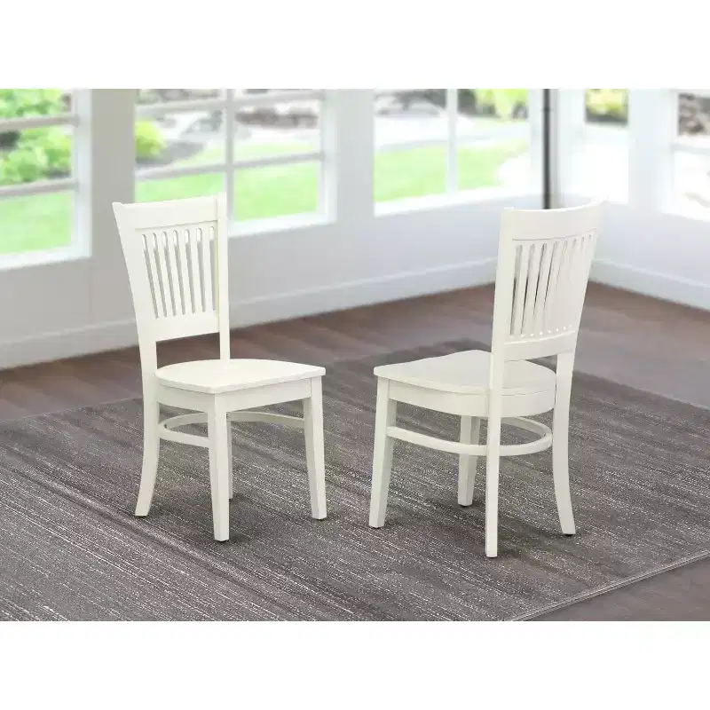 HomeStock Wooden Dining Chair 2-Piece Set- Wooden Seat and Slatted Back