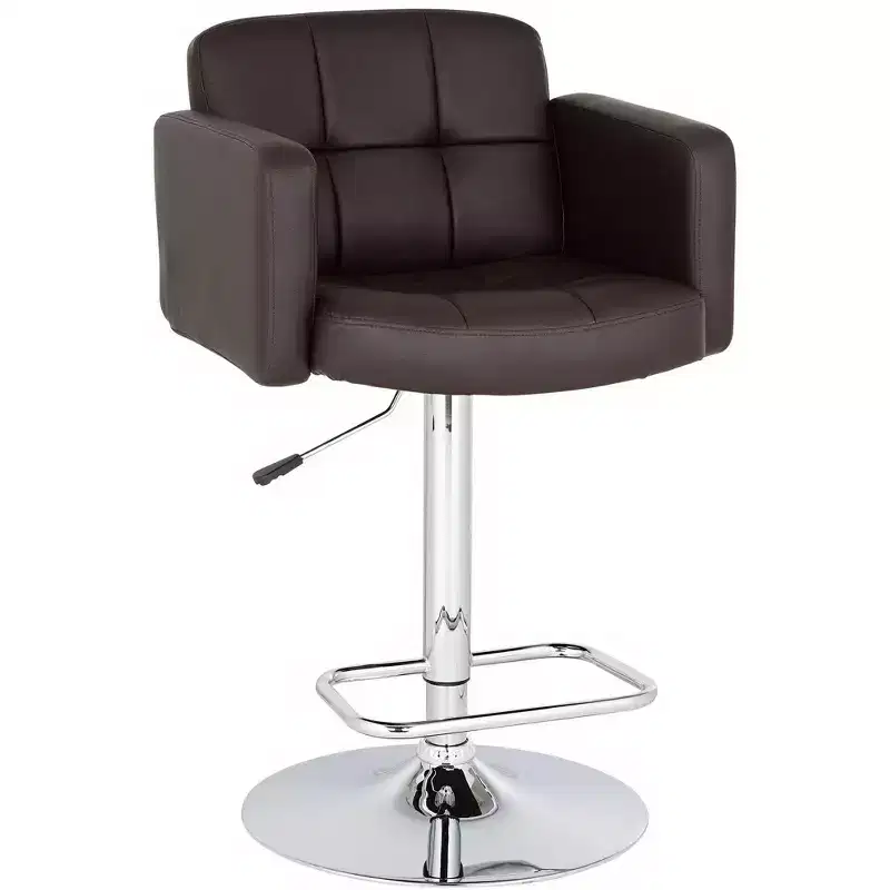 Studio 55D Trek Chrome Swivel Bar Stool 32 3/4 High Modern Adjustable Espresso Cushion with Backrest Footrest for Kitchen Counter Height Island Home