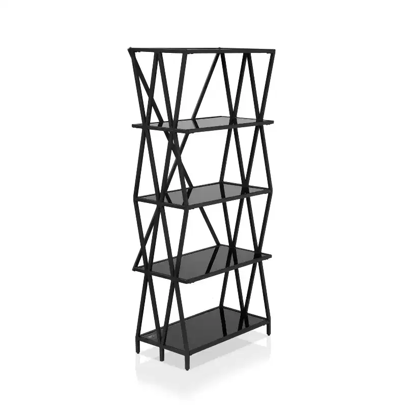 57.5 Werrin 5 Shelves Metal Display Bookshelf Black - miBasics