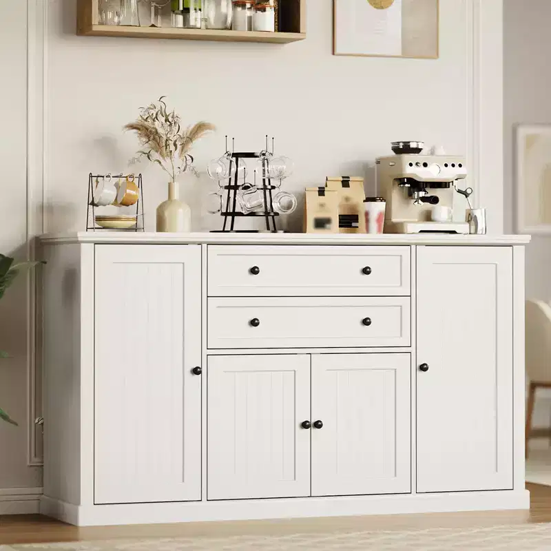 White Wood Color MDF European-Style Sideboard  Elevates Elegance for Modern Dining Rooms & Classic Living Spaces