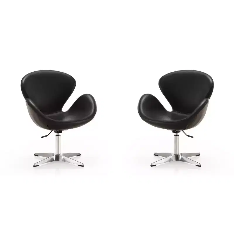 Set of 2 Raspberry Faux Leather Adjustable Swivel Chairs
