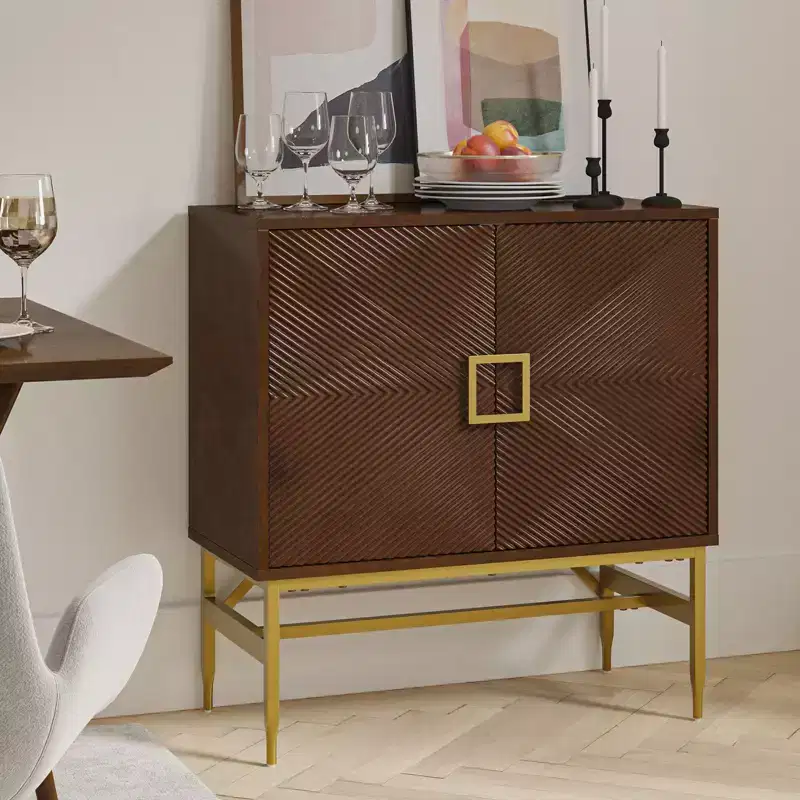 Eli 34 Tall 2 - Door Modern Accent Cabinet| ART OF LIVING DESIGNS-WALNUT