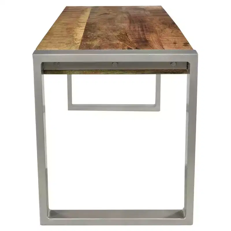 Reclaimed wood and Silver Metal - Bench -