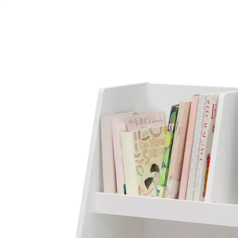 Wood 2-Tier Kids Bookshelf with 5 Cubbies 31.5
