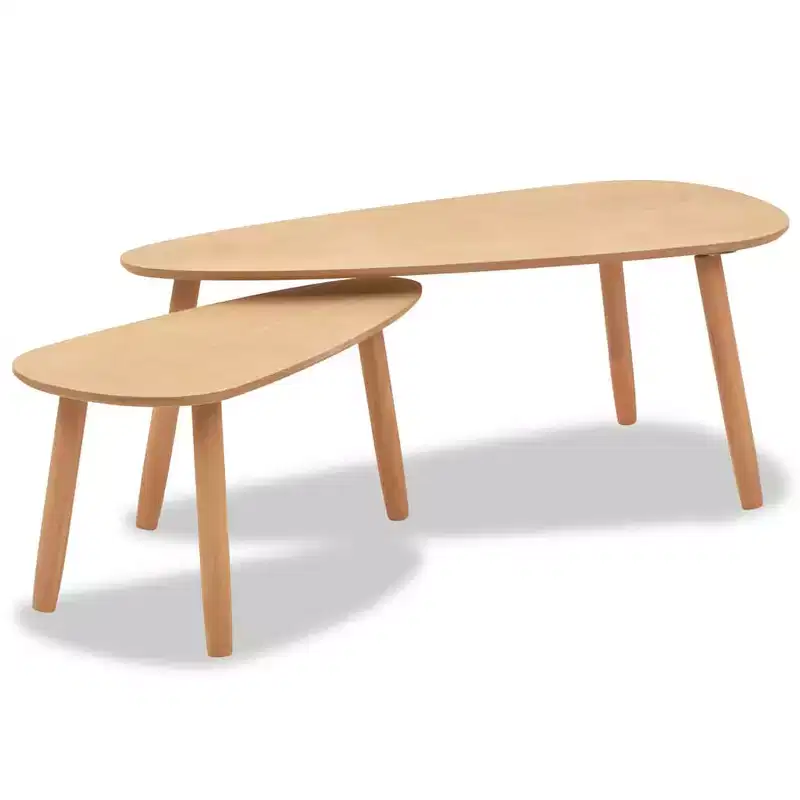 vidaXL Coffee Table Set of 2 Brown Solid pine wood, MDF Two-piece set